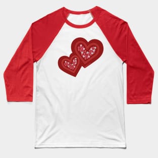 Double Hearts With Rhinestones Baseball T-Shirt